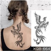 Waterproof Temporary Tattoo Sticker Fire Phoenix Bird Flower Black Tattoo Stickers Festival Body Art Arm Fake Tattoos Men Women