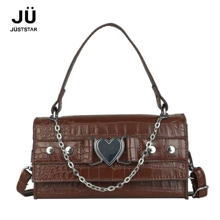 Large Capacity Crossbody Bag Trendy Chain Decor Shoulder Bag