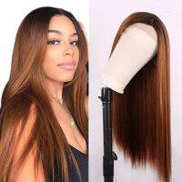 Ombre 1B/30 Wig Long Straight Wigs for Black Women Synthetic Straight Wigs Glueless Heat Resistant Fiber African American Women Adhesives Tape