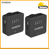 Nisshore-Andoer One-Trigger-ระบบไมโครโฟนไร้สาย2.4G หนึ่งระบบ (ทรานส์มิตเตอร์1ตัว + ตัวรับสัญญาณ1ตัว) คลิปบนไมโครโฟน Max.30M ช่วงที่มีประสิทธิภาพด้วย3.5มม. TRS &amp; TRRS สายสัญญาณเสียงสำหรับสมาร์ทโฟนกล้องกล้องวิดีโอ Vlog สตรีมมิ่งสดสัมภาษณ์