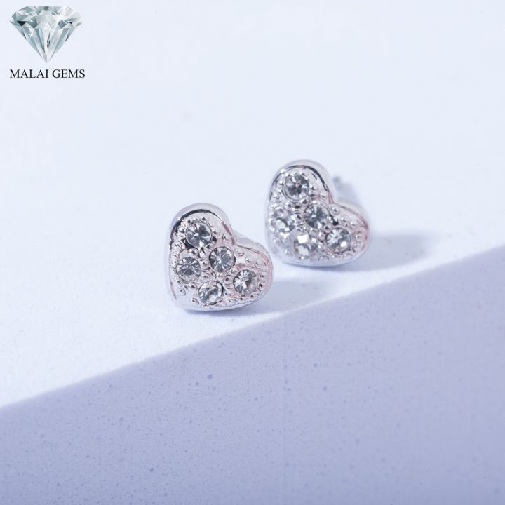 malai-gems-ต่างหูเพชร-เงินแท้-silver-925-เพชรสวิส-cz-เคลือบทองคำขาว-รุ่น-11003361-แถมกล่อง-ต่างหูcz-ต่างหูเงินแท้