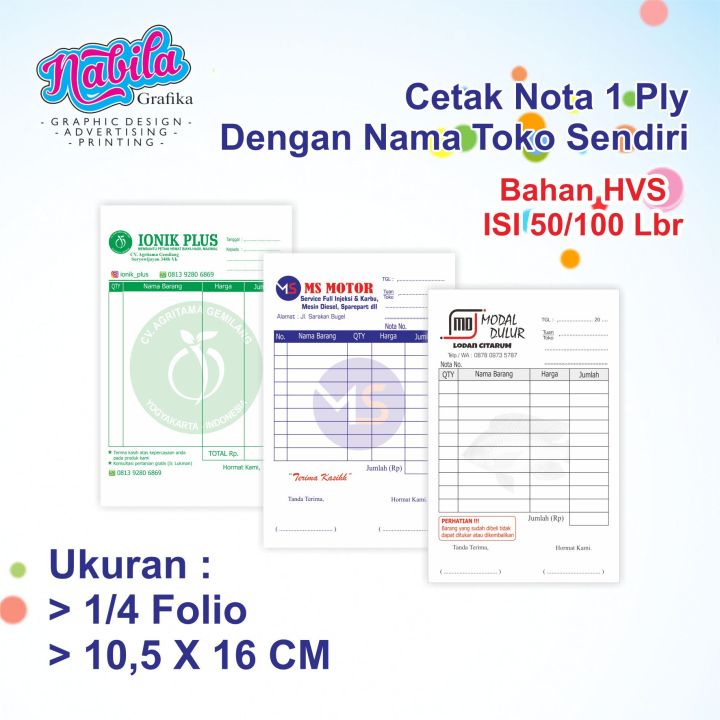 Cetak Nota 1 Ply Custom Ukuran 14 Folio Min 4 Buku Cetak Nota Satuan Cetak Nota Laundry 4154