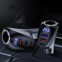 Multi-Port Car Charger Universal Fast Charging Multi-Port USB Car Charger High Power USB Car Charger with Stable Digital Display Multifunctional Lighter Car Charger Adapter for Phones Tablets cool