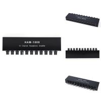 10 Channels Audio Distributor DC12-24V Stereo Audio Amplifier AUX 3.5mm Earphone Amp for Studio Recording