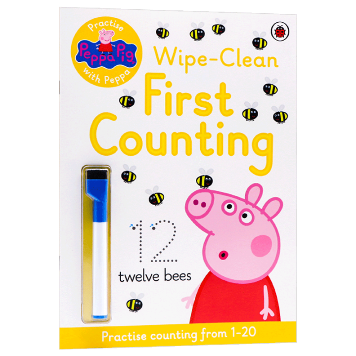 pink-pig-girl-learns-mathematics-english-original-english-version-peppa-pig-wipe-clean-first-counting-piggy-pee-wipes-books-can-erase-english-exercise-book-english-edition-english-book