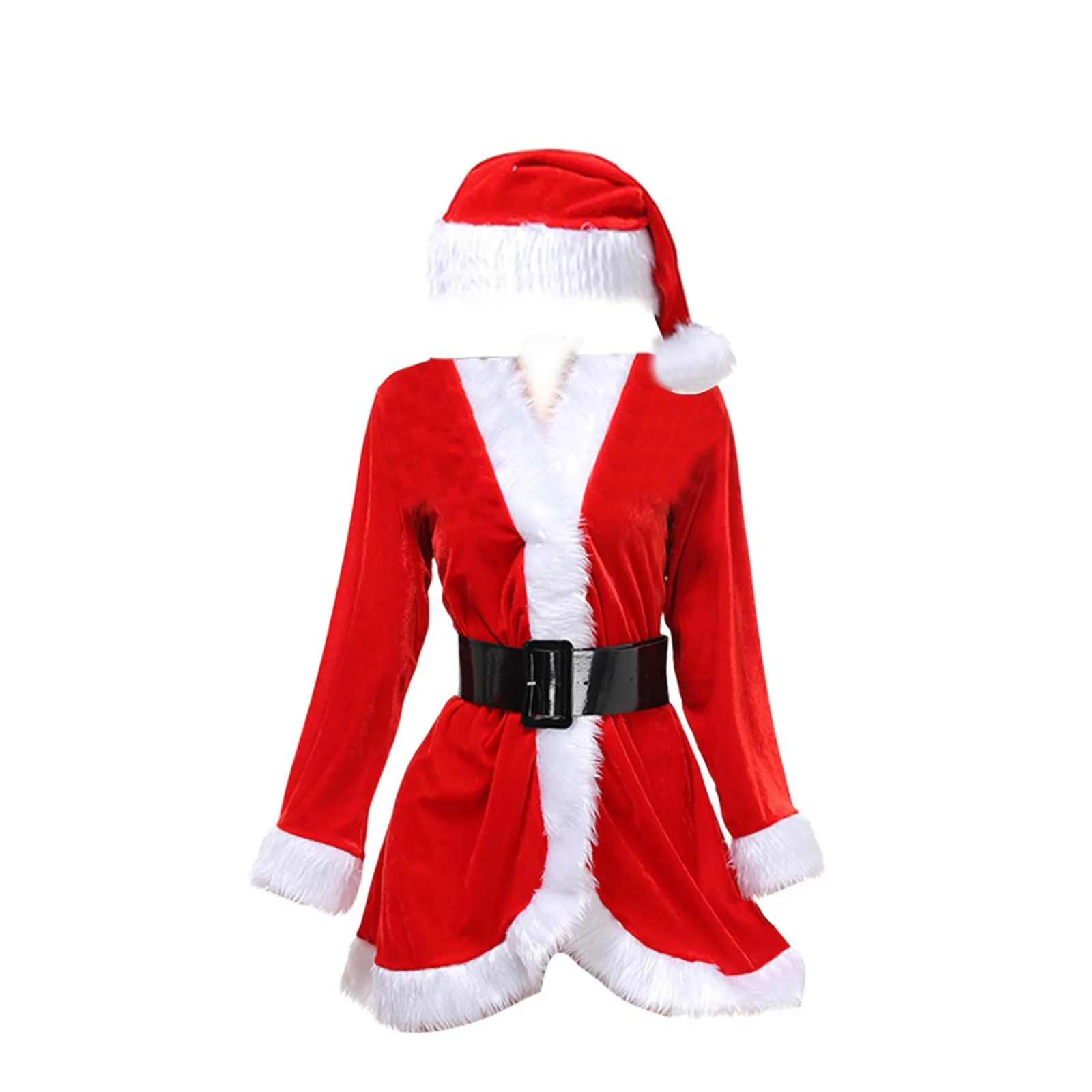 Flameer Women Santa Costume Set with Belt Outfit Suit Women's Xmas Clothing  for Stage | Lazada PH