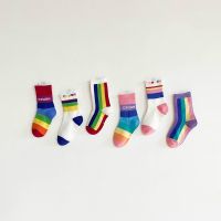 3 Pairs/lot Children 39;s Socks Spring New Korean Fashion Rainbow Strip Baby Socks Kids Boys Girls Cotton Sports Socks