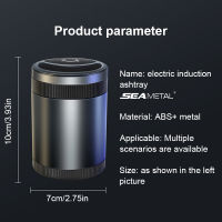 SEAMETAL ล้อแม็กที่เขี่ยรถสารหน่วงไฟขยะเหรียญถ้วยเก็บซิการ์รถเถ้าถาดเหนี่ยวนำไฟฟ้าเปิดที่มีไฟ LED