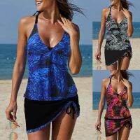 ชุดว่ายน้ำสำหรับผู้หญิง Terno Beach ชุดว่ายน้ำสตรีแบบ Tankini ชุดว่ายน้ำแบบธรรมดา2ชิ้นชุดว่ายน้ำเอวสูงสีเขียวสีขาวสีฟ้าสีดำทองปีคอวีชุดอาบน้ำกีฬาวันหยุดเซ็กซี่/สายรัด/ใหม่/ชุดว่ายน้ำแบบเสริมฟองน้ำ/สายรัด/ชุดว่ายน้ำ Tankinis