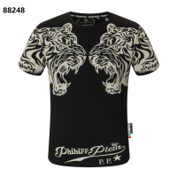 ที่มีคุณภาพสูงผู้ชาย Philipp Plein เพชรพิมพ์หัวเสือผ้าฝ้ายแขนสั้นเสื้อยืด PP เสื้อเย็นประเดิม