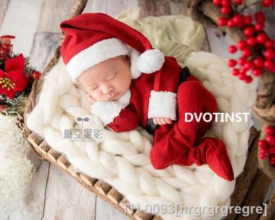 ❐ hrgrgrgregre Dvotinst bebê recém-nascido fotografia adereços malha chapéu macacão acessórios natal papai noel cosplay estúdio brotos prop