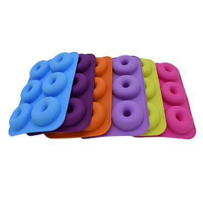 GL-แม่พิมพ์ ซิลิโคน โดนัทกลม 6 ช่อง สำหรับทำ โดนัท ทำขนมต่างๆ (คละสี) Donuts silicone mold