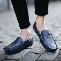 ร้อน, ร้อนFLYING New Retro British One Pedal Lazy Beanie Shoes Mens Plus Size 49 50 Breathable Waterproof Leather Casual Business Leather Shoes Simple Wild Non-slip Soft Bottom Driving LoafersTH