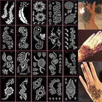 20 รูปแบบ Henna Tattoo แม่แบบชั่วคราวชุดลายฉลุสำหรับภาพวาดนิ้วมือ, Mehndi Indian Henna Tattoo Stencils-BIANO