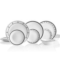 ชุดจาน Corelle 18 ชิ้น Corelle 18-Piece Service for 6, Chip Resistant, Black and White Dinnerware Set