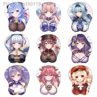 Genshin Impact Full Hutao Ganyu Keqing Eula Gamer Anime Sexy Mouse Pad Cute Manga Wrist Rest 3D Oppai Silicone Gel Mat Mousepad