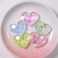 10pcs/lot Glitter Sequins Love Heart Resin Flatback Scrapbook Diy Phone Case Hair Rope Accessories