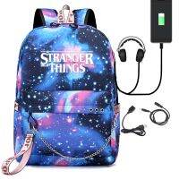 [COD] Hot new drama Things stranger backpack USB charging luminous schoolbag for middle school students