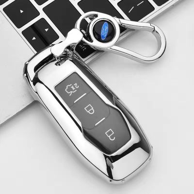 YCHIC หุ้มกุญแจรถ TPU + PC Ford Edge,จี้พวงกุญแจโลหะฟอร์ด,ที่ใส่กุญแจ,แหวนพวงกุญแจ,ปลอกสำหรับ Ford ขอบ Keyfob/ใหม่ Mondeo/explorer/mustang