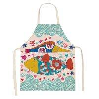 Fish Arpons Flower Marine Life Women Lady Apron for Home Kitchen Restaurant Cooking Bib Aprons Catering Anti-Fouling