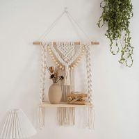 Wall Hanging Tapestry Cotton Rope Beads Indoor Ornament Hand-woven Floating Shelf