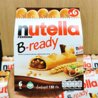 Nutella B-Ready นูเทลล่า บี-เรดดี้ เวเฟอร์สอดไส้โกโก้ผสมเฮเซนัท 132 กรัม (1กล่องมี 6ชิ้น)