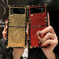 เคสโทรศัพท์ปักเลื่อมส่องแสงเป็นประกายระยิบระยับสุดหรูสำหรับ Samsung Galaxy Z Flip 4เคสหมุดพังค์เคสสำหรับกาแล็คซี่สี่เหลี่ยมกันกระแทก Z Flip 3 SiChuanZhiChengMao