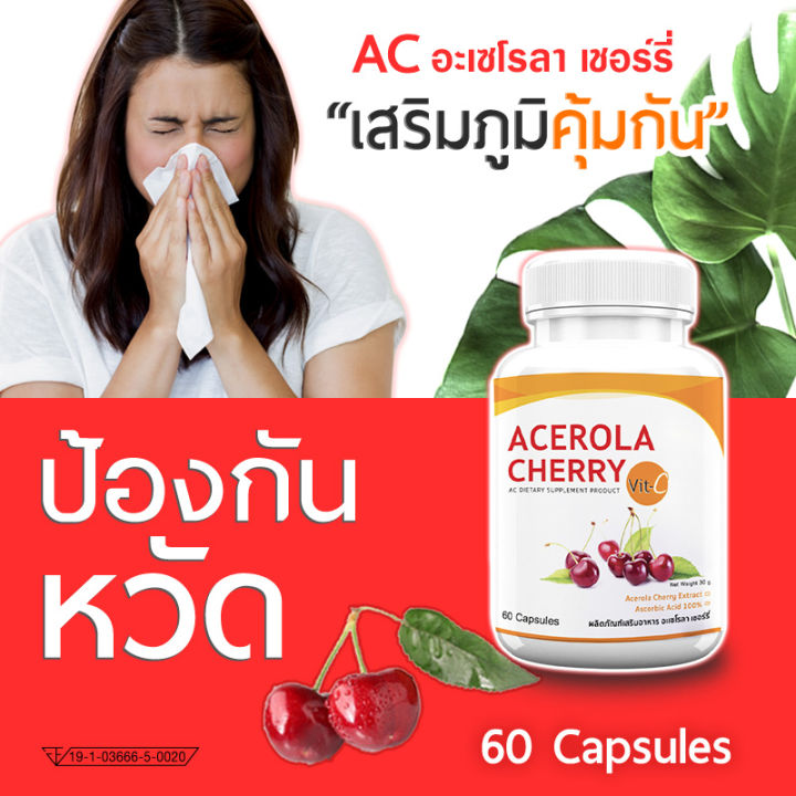 ส่งฟรี-ส่งไว-ac-acerola-cherry-1แถม1-120-แคปซูล-ผลิตภัณฑ์เสริมอาหาร-เอซี-อะเซโรล่า-เชอร์รี่-แหล่งวิตามินซีที่ร่างกายต้องการ