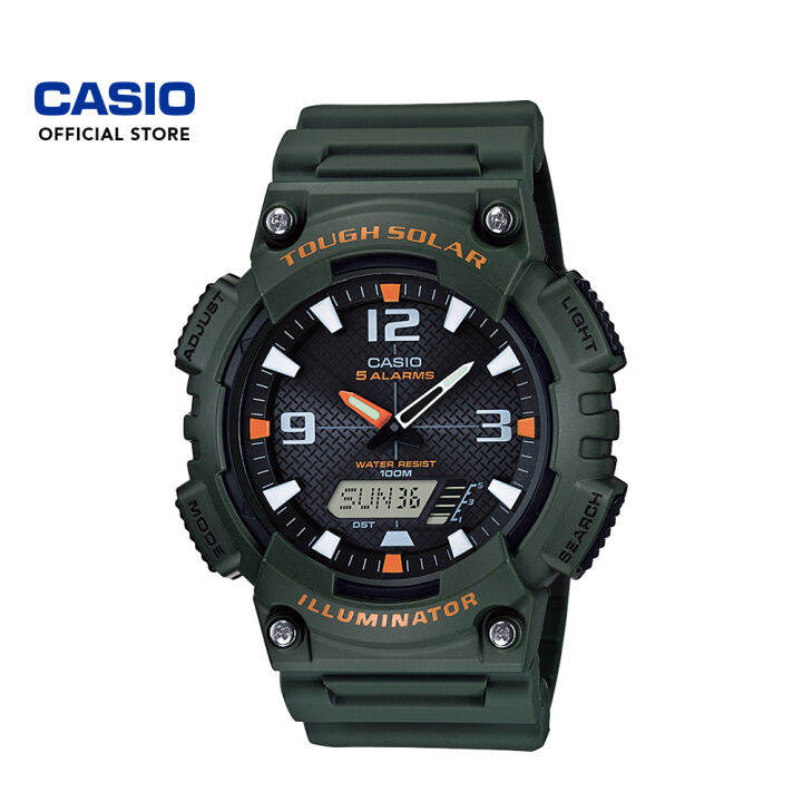 Casio (AQS810W3AVDF) Dark Green Resin Strap 100 Meter Solar World Time Watch Lazada PH