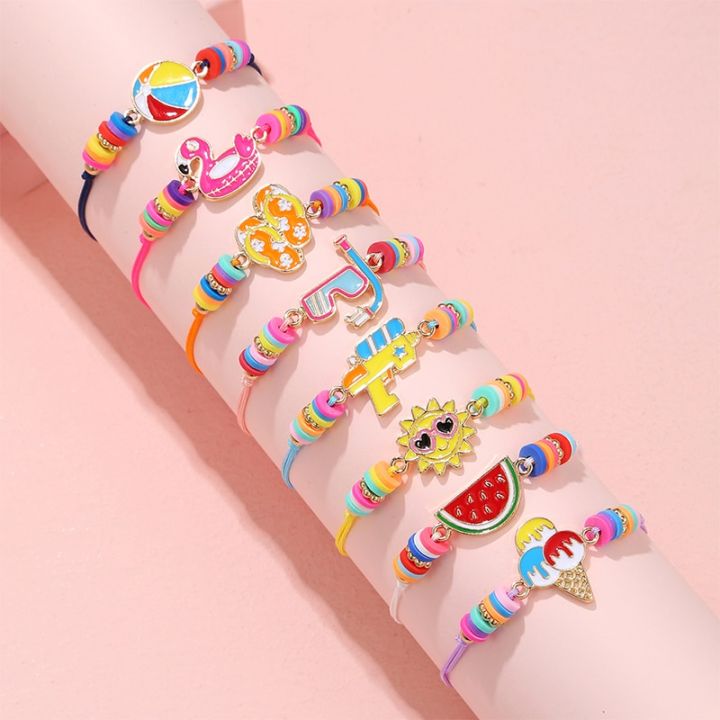 8pack-summer-beach-fruit-bracelet-adjustable-cord-rope-best-friend-bff-bracelets-for-kids-girl-jewelry-friendship-gifts