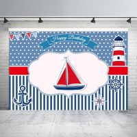 Sailboat Boat Nautical Theme Birthday Party Banner Backgrounds Newborn Boy Children Vinyl Photography Backdrop Photo Studio Prop