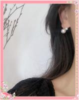 Meta&amp; pearl Earrings คริสตัลโลหะต่างหู B-47 off