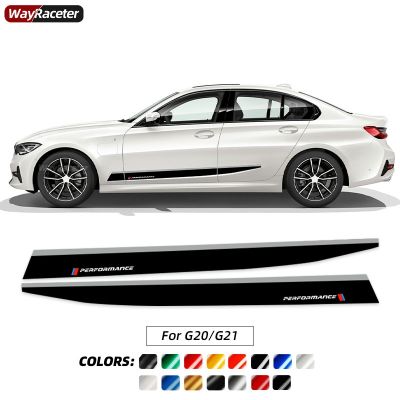 2 Pcs M Performance Sticker Door Side Stripes Skirt Decal For BMW G20 G21 3 Series M340i Touring 2019-On 2021 2022 Accessories