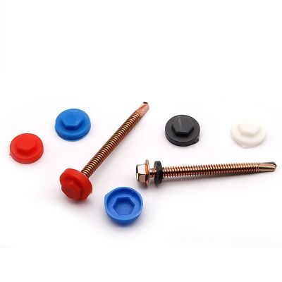 M8 M9 Outer Hexagon Drilling Screw Waterproof Cap Dovetail Self Tapping Self Drilling Screw Plastic Protective Cap Wide Edge