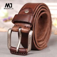 MEDYLA Retro Original Leather Belt for men soft and tough without mezzanine Men 39;s belts for jeans men 39;s accessories male gife