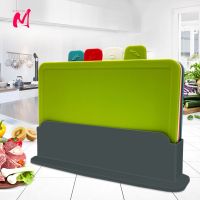 Cutting Boards with Holder 4pcs Sets for Kitchen Anti Bacterium Plastic Chopping Block Plastic Dishwasher Safe Chrismas Preparation  Cutting Boards