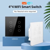 ✲✲ Tuya Smart Life Brazil 4x4 WiFi Light Switch No Neutral Wire 4/6 Gang Touch Sensor Interruptor Light Switch Alexa Google Home