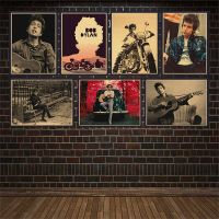 Bob Dylan เพลง Pop Singer Star โปสเตอร์-Vintage คราฟท์ผ้าใบพิมพ์สำหรับห้องนั่งเล่น Wall Art และ Home Decor