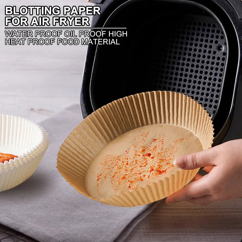 Air Fryer Paper Liners Disposable: 100PCS Round Airfryer Oven Insert  Parchment Sheets Grease and Water Proof Non Stick Basket Liners for Baking