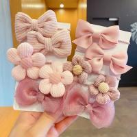 ❍◙❇ Children 39;s Rubber Band Baby Girls Fabric Flower Bow Does Not Hurt Hair Cute Rubber Band Ponytail Headdress Wholesale