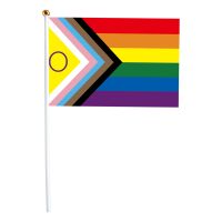 10pcs Mini Pride Flag On Sticks Progress Rainbow Gay Pride Stick Flag Hand-Held LGBT Flags Stick Flags For Mardi Gras Pride Electrical Connectors