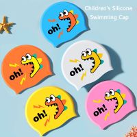 2023 Childrens Silicone Swimming Cap Boys and Girls Waterproof Long Hair Ear Muff Cute Cartoon Swimming Cap