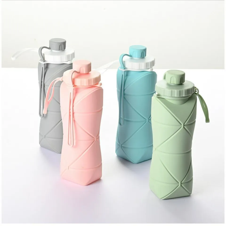 3pcs Collapsible Water Bottles, 20oz Foldable Portable Silicone Water Bottle  Leak Proof Travel Water Bottle For Sports