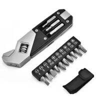 17-in-1 Stainless Steel Adjustable Wrench Foldable Pocket Multi Tool Multifunctional Spanner Screwdriver Bits Kit