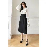 Zeolore Split Solid Simple High Waist Skirt Spring Women Elegant Chic Office Lady A-line Midi Long Skirts Fashion Skirt QT1603