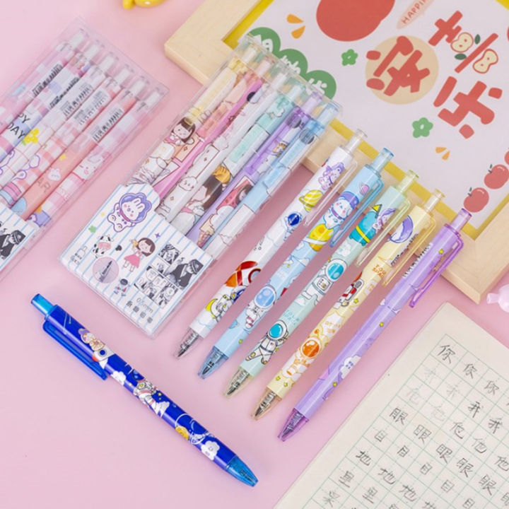 bali-ปากกาอังก์ตูนอัตโนมัติ-kawaii-pens-สำหรับการเขียนแบบเครื่องกลดินสอเครื่องเขียนเกาหลีน่ารัก6ชิ้น-กล่อง