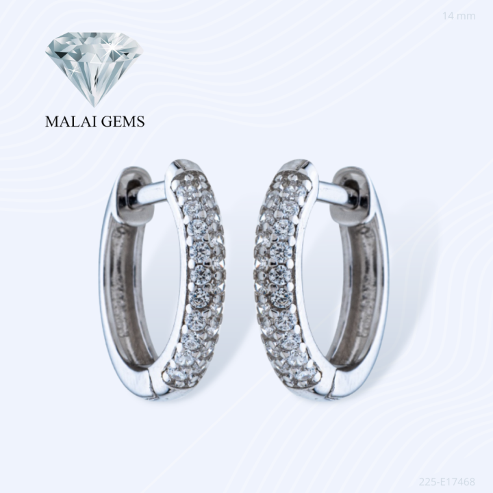 malai-gems-ต่างหูห่วง-14-mm-เงินแท้-ต่างหู-เพชร-สวิส-cz-เคลือบทองคำขาว-รุ่น-225-e17468-แถมกล่อง-ต่างหูcz-ต่างหูเงินแท้