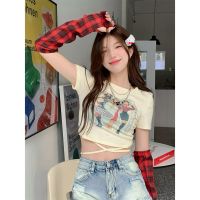 ✾۩ European and American hot girl group jazz short navel-baring jazz top summer design strappy dance clothes ins trend