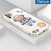 Dienya เคสปลอกสำหรับ Samsung กาแลคซี A04E F04 M04 A03แกน A03S ลายการ์ตูนเคสพื้นที่หมีใหม่พื้นผิวขอบตารางกรอบชุบซิลิก้าเจลนิ่มเคสมือถือกันกระแทกทั้งหมดรวมเลนส์กล้องถ่ายรูปฝาครอบป้องกัน