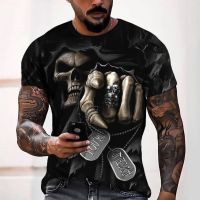 2023 In stock European-sized spot delivery cross-border temu short-sleeved T-shirt 170g imitation -padded frame mens death 3D digital printing，Contact the seller to personalize the name and logo